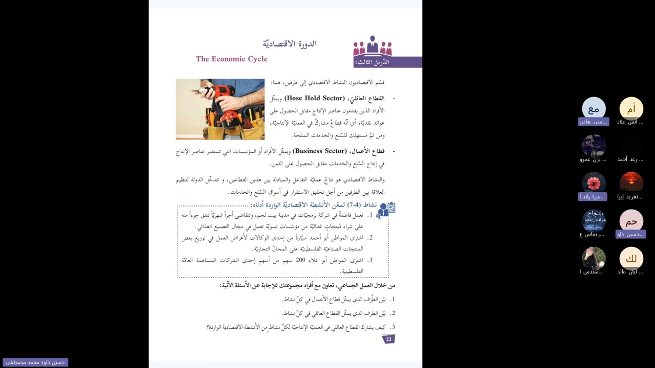 حصة اقتصاد درس دورة اقتصادية