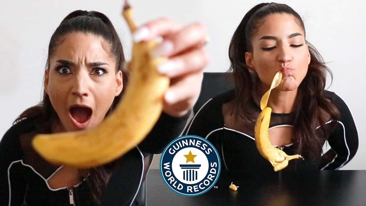 Fastest Time to Eat A Banana (NO HANDS) - Guinness World Records