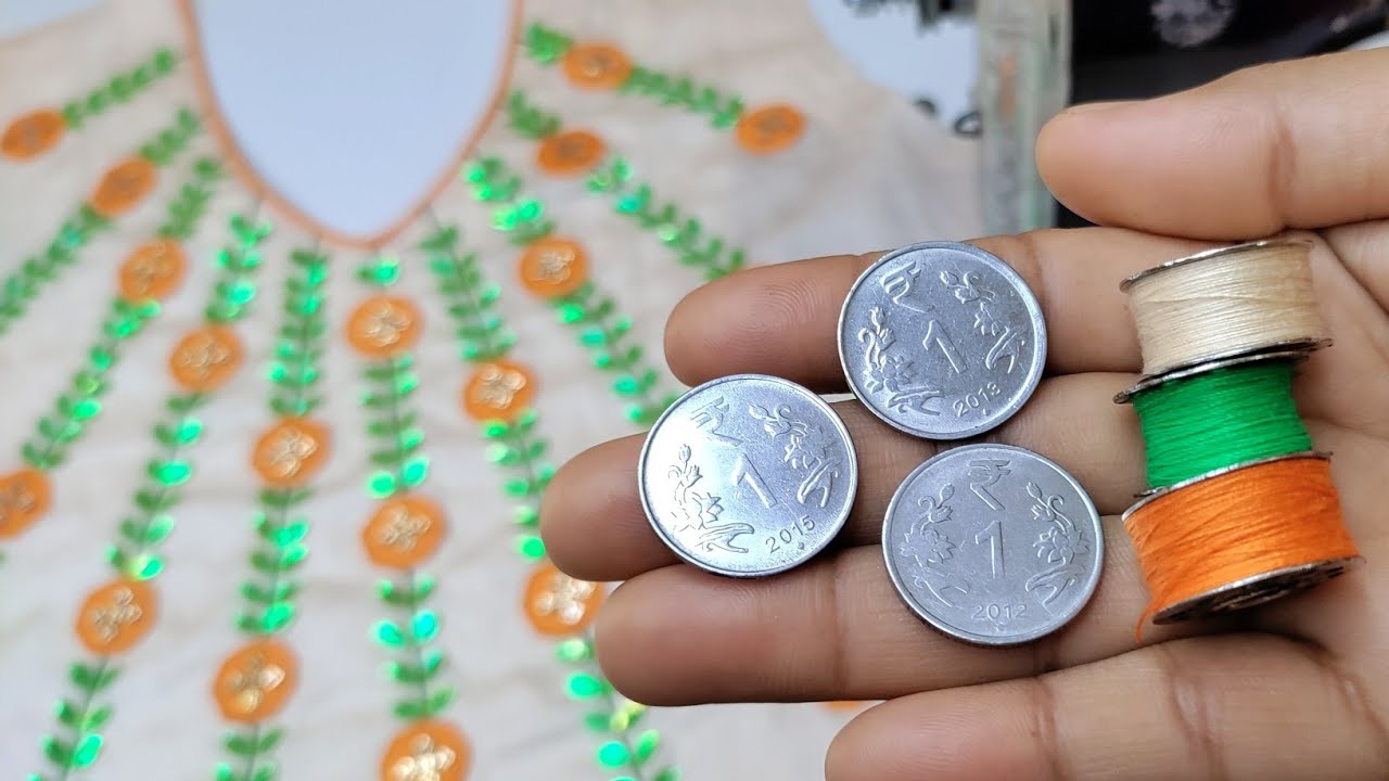 सिर्फ 3 रंग के धागे और सितारे से बनाइए खूबसूरत Neck Design, beautiful embroidery designs,
