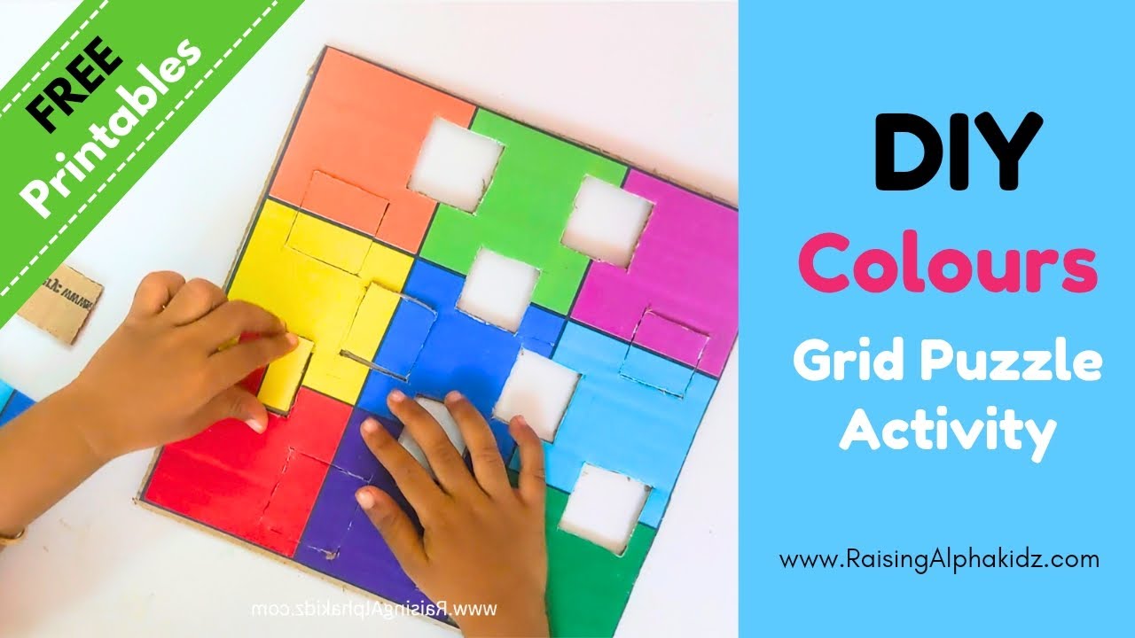 DIY Colour Grid Puzzle Activity For Kids - Free Printables