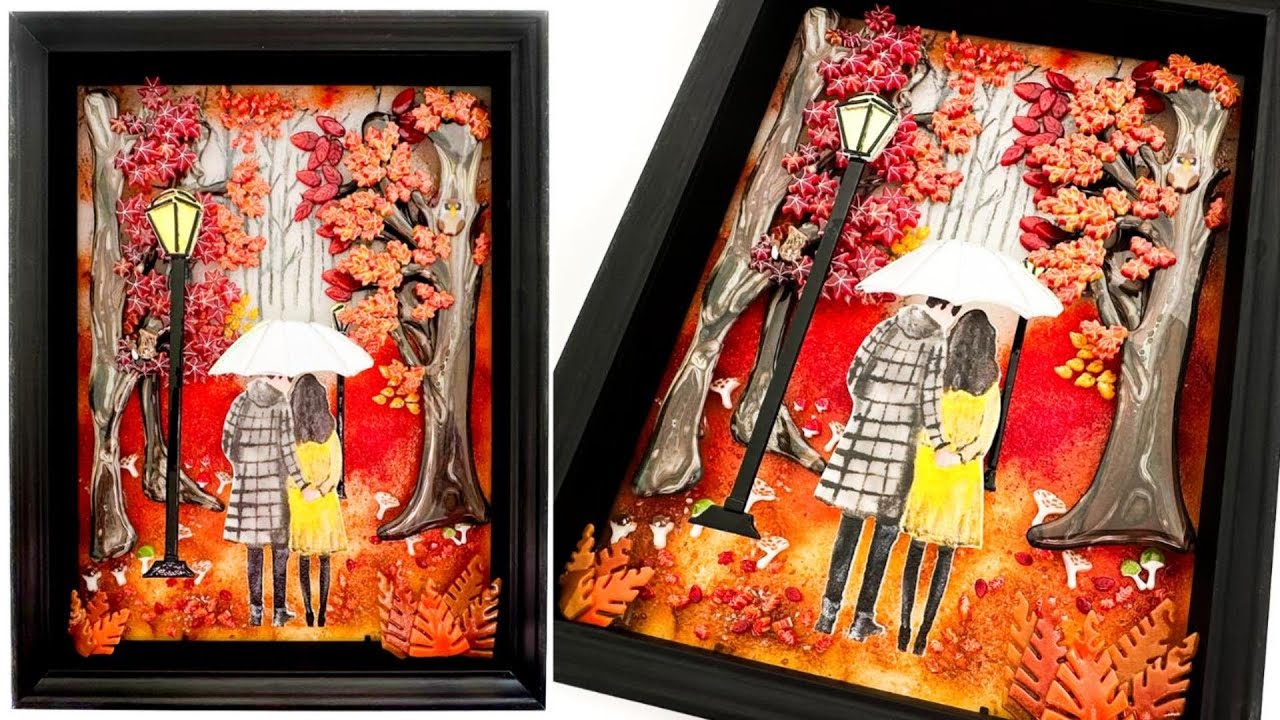 Fused Glass 'In Love with Fall' - Marina's Framed Scene