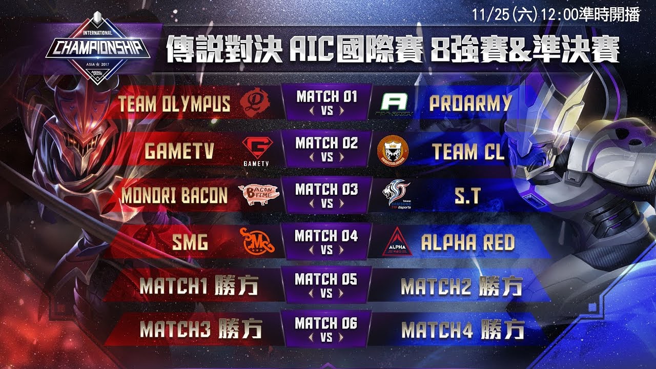 《Garena傳說對決》2017/11/26 13:00 AIC國際賽 總決賽