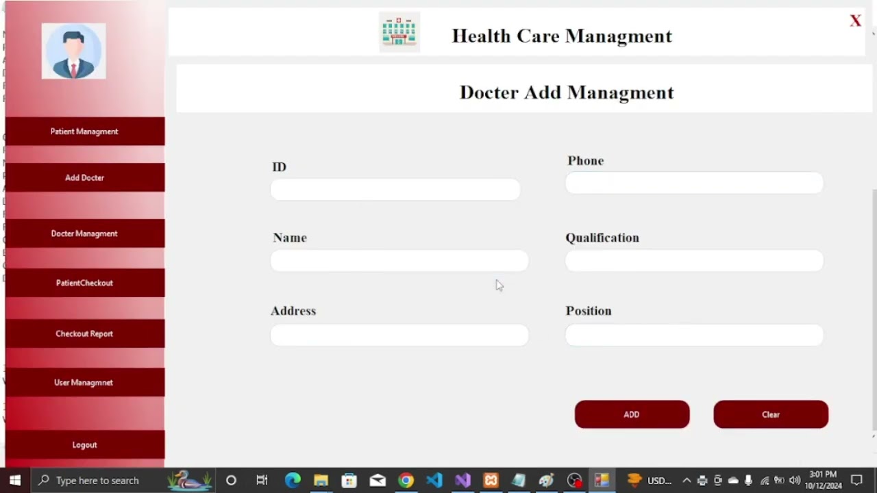 Healthcare Management System Project in C# with MySQL - Full Tutorial Sorce code