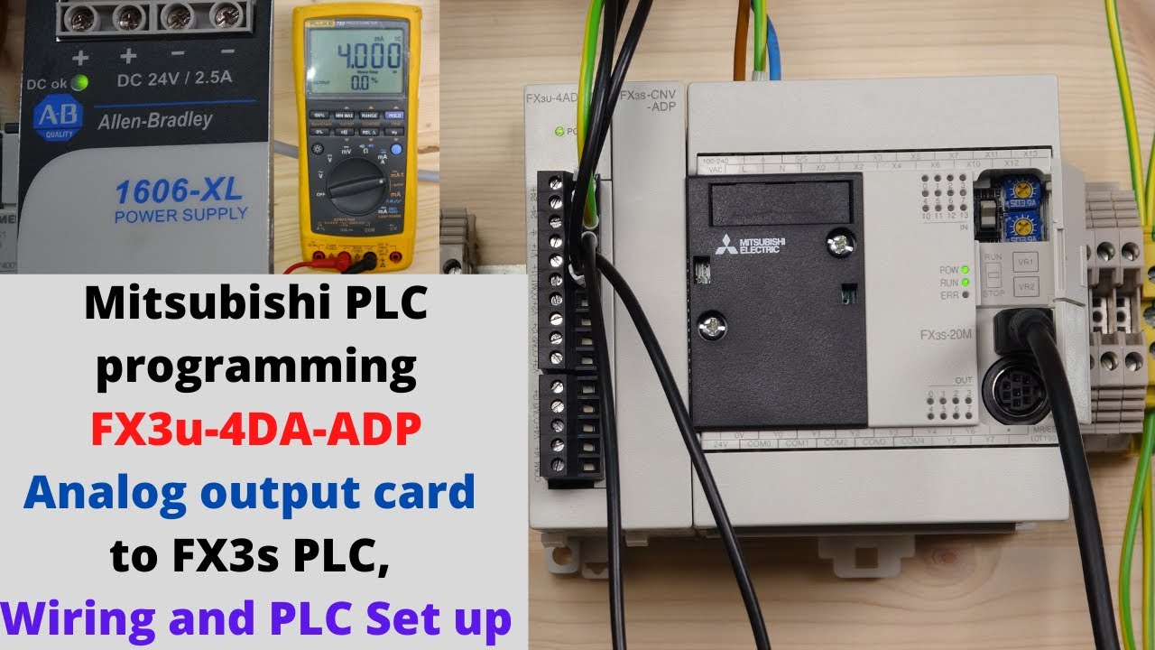 Программирование ПЛК Mitsubishi. Плата аналогового вывода FX3u-4DA-ADP с подключением и настройко...