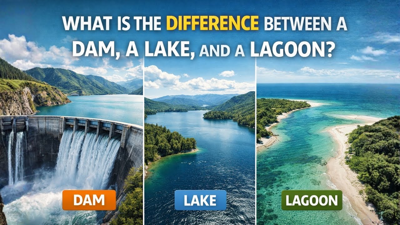 What is the difference between a dam, a lake, and a lagoon?