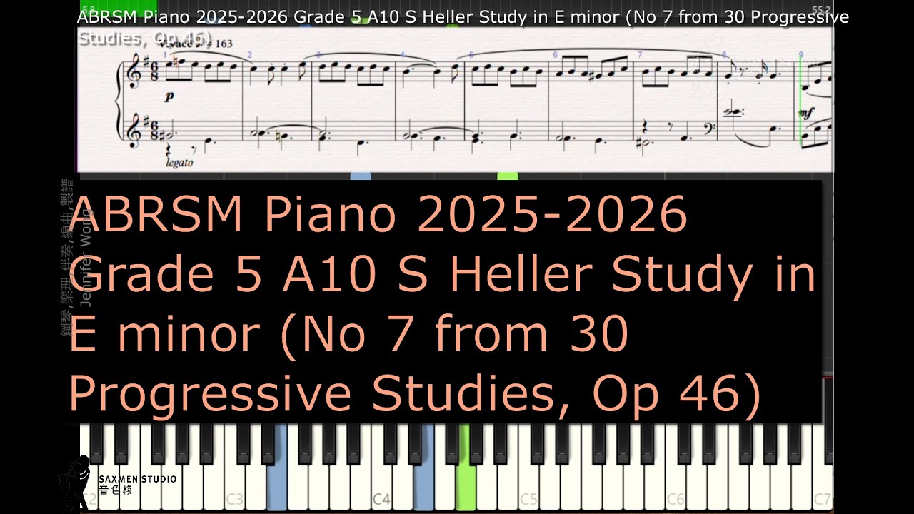 ABRSM Piano 2025 2026 Grade 5 A10 S Heller Study in E minor No 7 from 30 Progressive Studies, Op 46