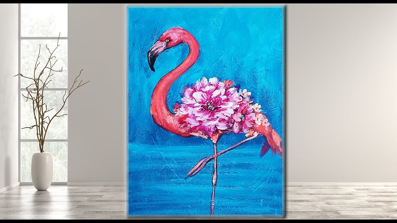 Flamingo Acrylic Painting/Tutorial for Beginners/ MariArtHome