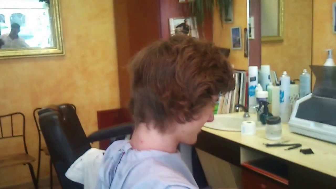 Haircut from messy to short