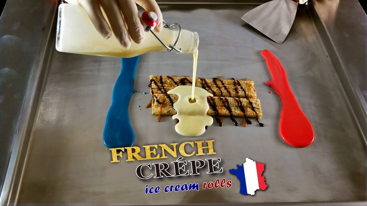 ASMR | FRENCH Ice Cream Rolls w/ Crèpes | How to make it? | 4K 🇨🇵
