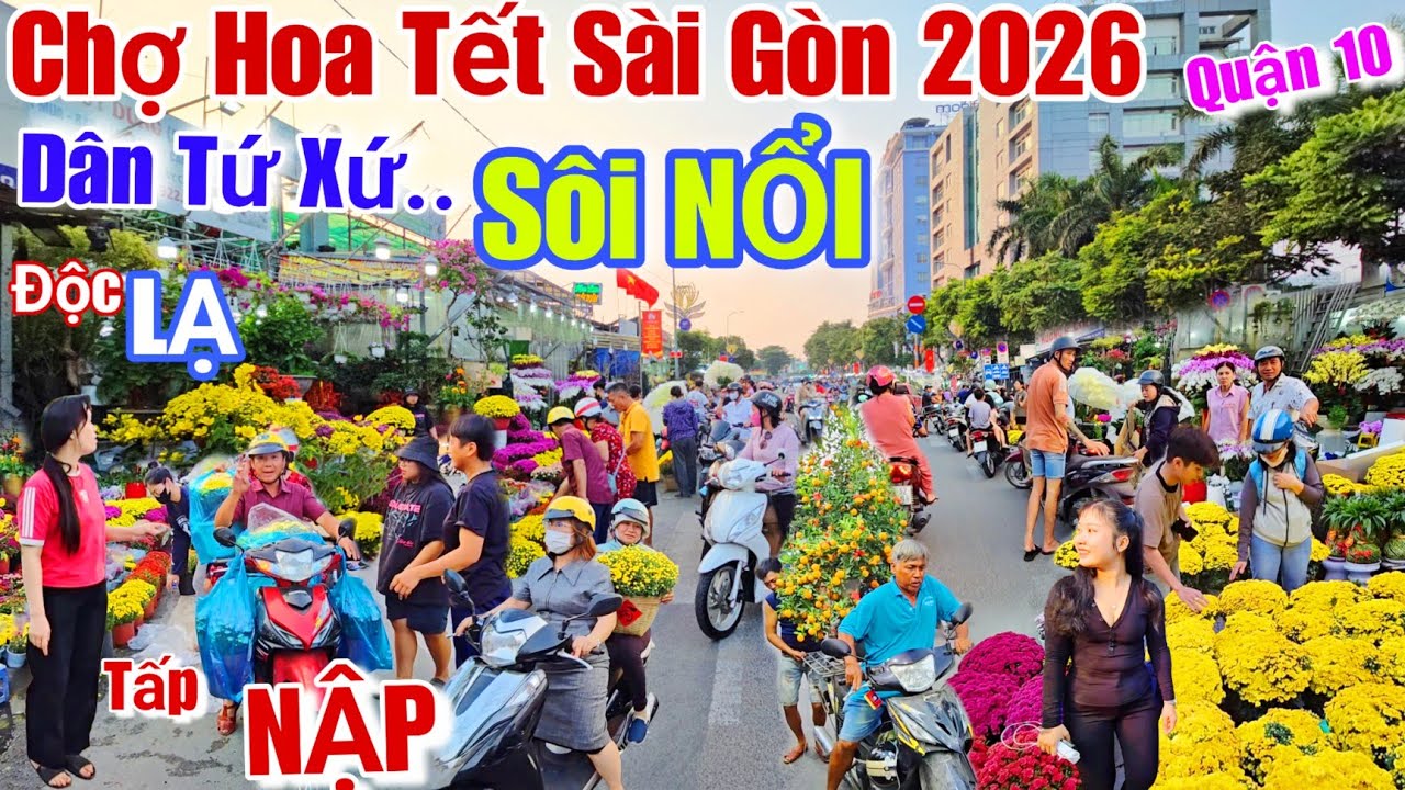 Chợ Hoa Tết sài gòn 2026 Sôi NỔI Tấp NẬP..Quận 10 dân Tứ Xứ đổ về mua bán hoa kiểng Độc Lạ đón xuân