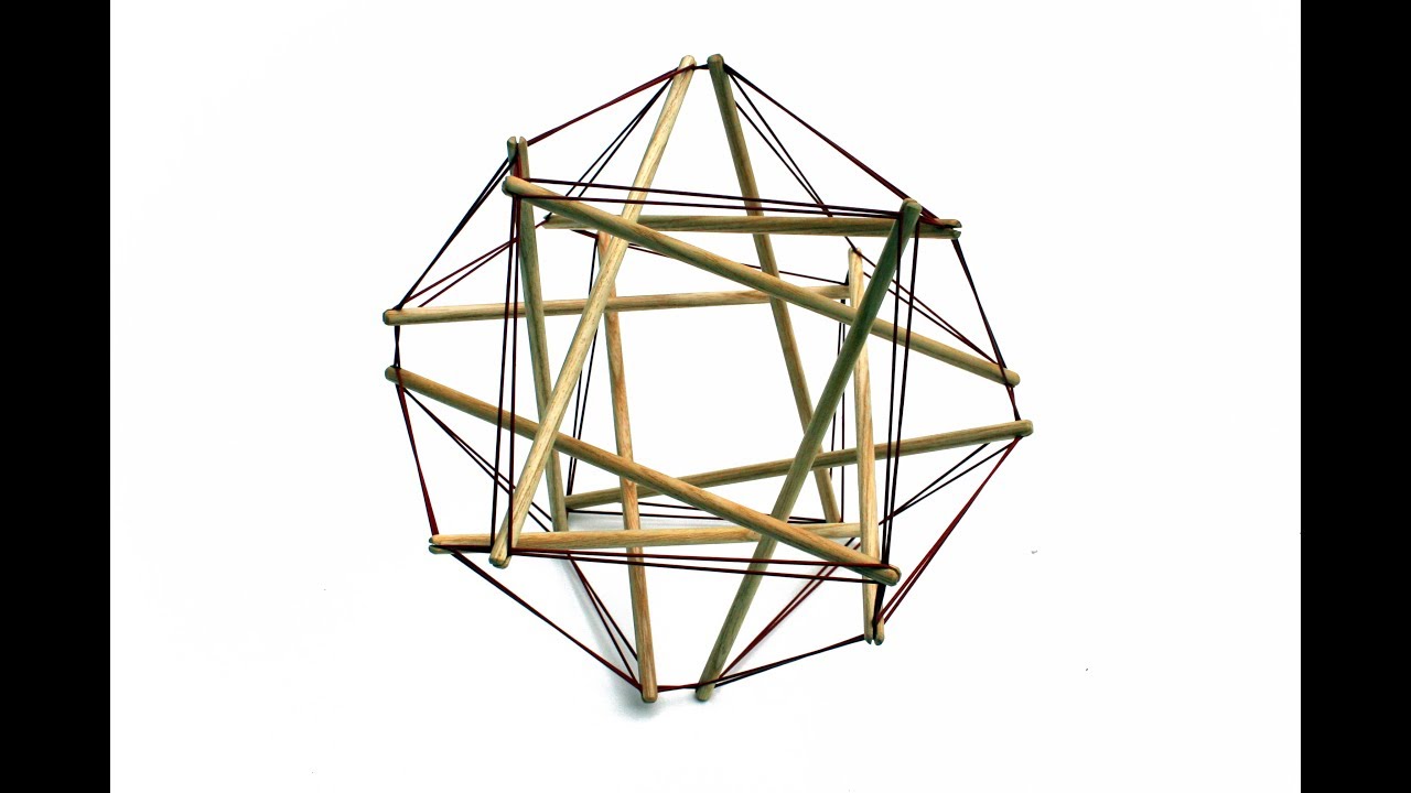 TensegriToy: Oktaeder aus 12 Stäben - building a tensegrity model - Faszienmodell