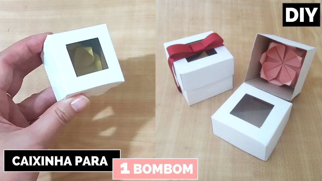 Como fazer Caixinha com visor para 1 Bombom com Papel Kraft - Lembrancinha DIY