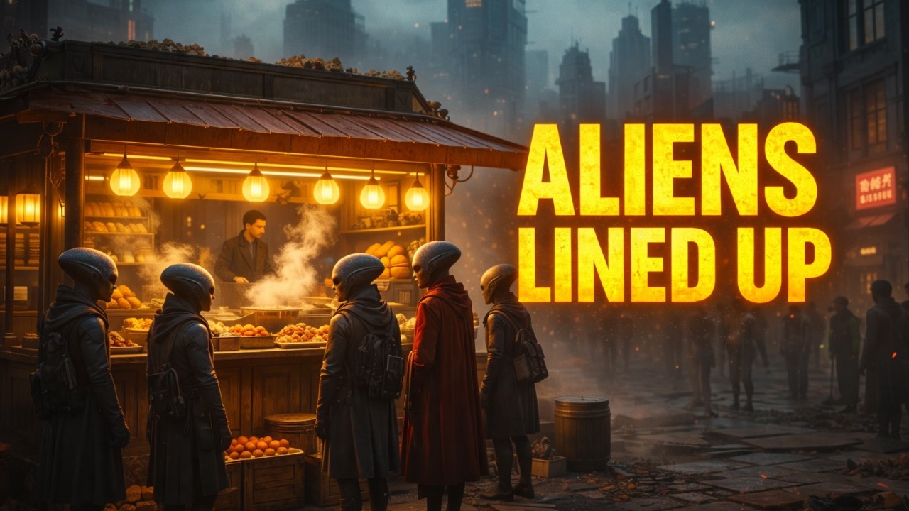 After the Apocalypse His Food Stall Has Everything, Surrounded by Hungry Alien Girls Offering Him...