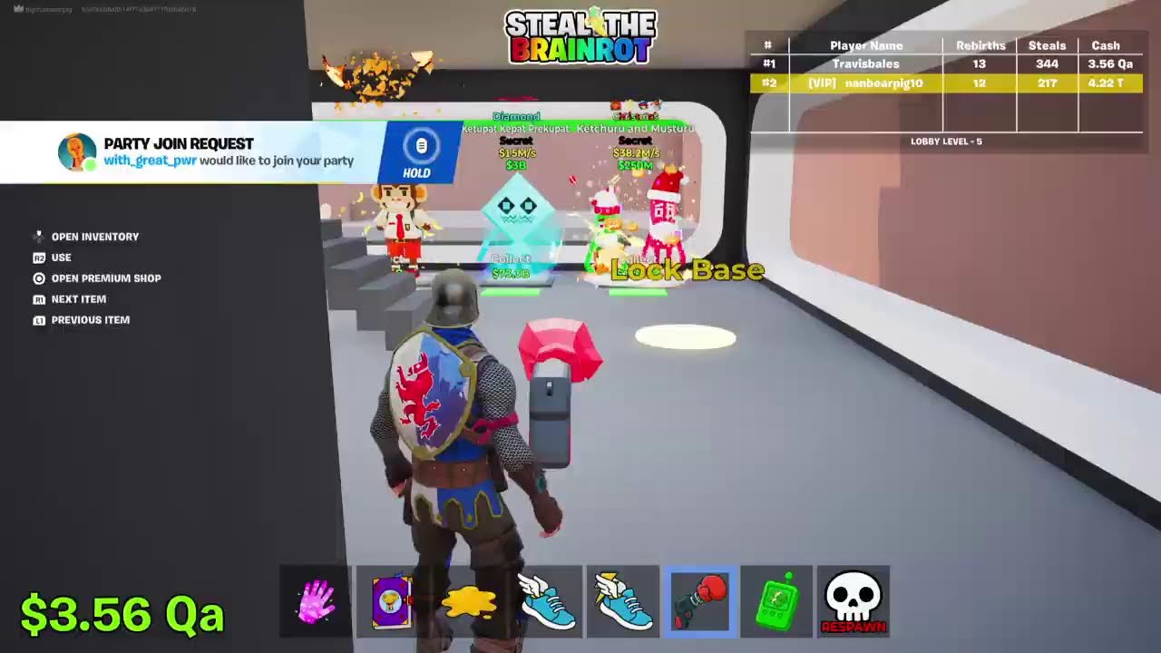 Steal the brainrot fortnite admin ABUSE LIVE🔴 🌊🔥⚡⚡🌈⚡❄️