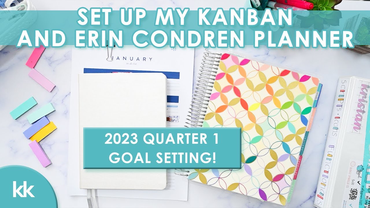 Kanban Board Setup and Erin Condren 12 Boxes Goal Pages Setup my Quarter 1 2023 Goals Plan With Me