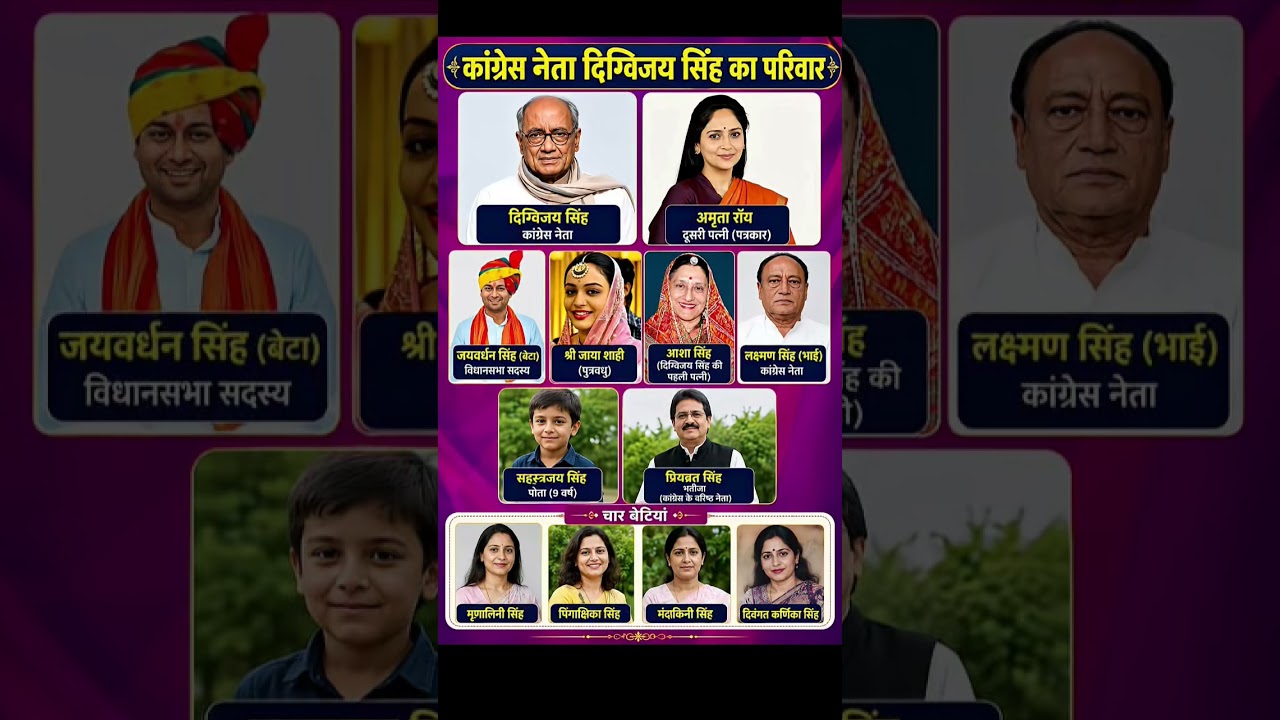 कांग्रेस नेता दिग्विजय सिंह का परिवार ‼️Congress leader Digvijay Singh's family#ytshorts #gk #ias