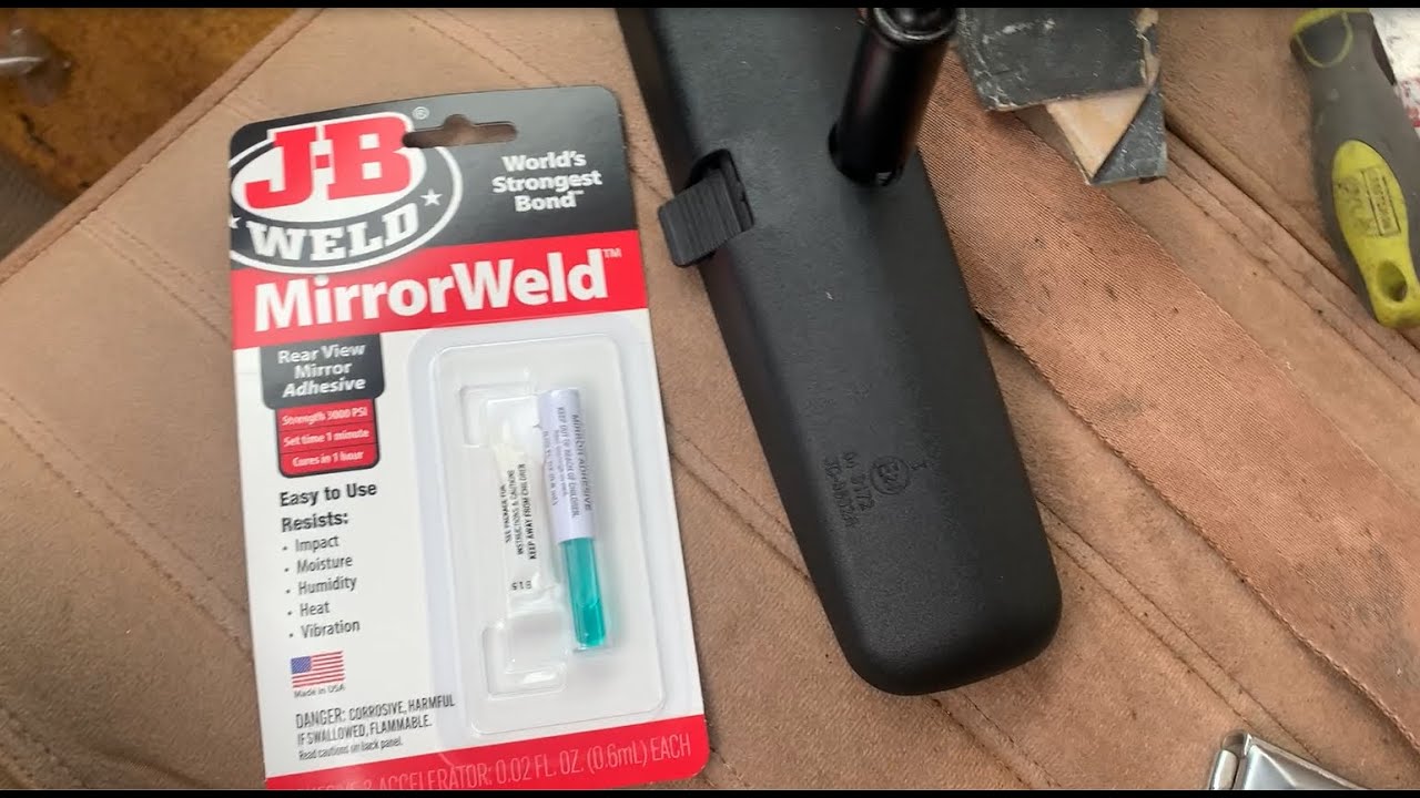 Монтаж зеркала заднего вида с помощью J-B Weld Mirrorweld
