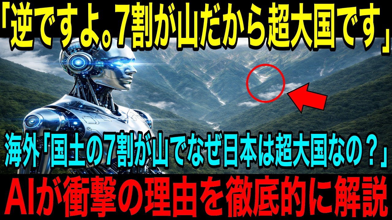 【海外の反応】AI「逆です。7割が山だから超大国です」日本の国土が7割なのになぜ超大国なのかクビをかしげる海外の研究者たち…AIがその理由を徹底的に解説する