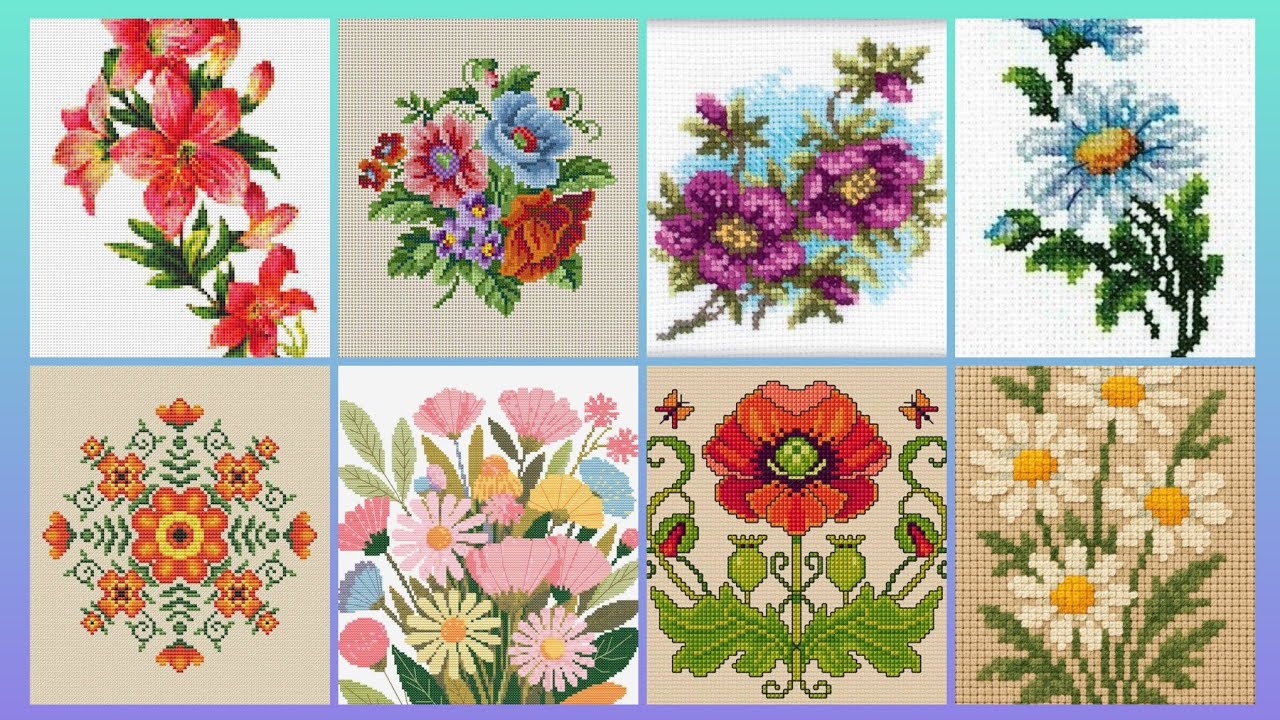 Top 100+ Amazing and Elegant Floral Cross stitch patterns || Charsuti Kerhai Ideas For Everything||
