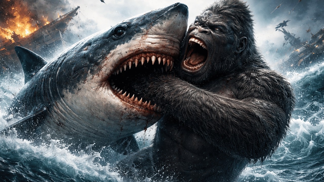 KONG Attacked by a Giant Shark – The Ultimate Megalodon Battle | Cinematic 4K