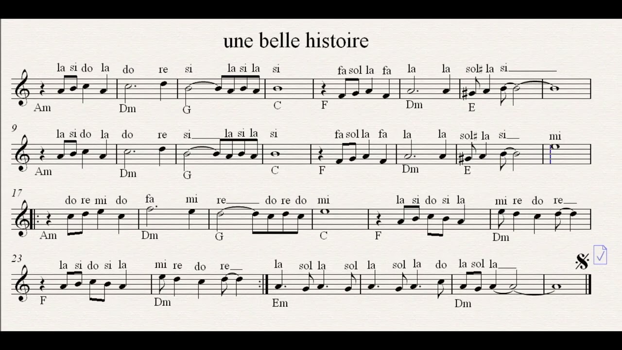 une belle histoire notes