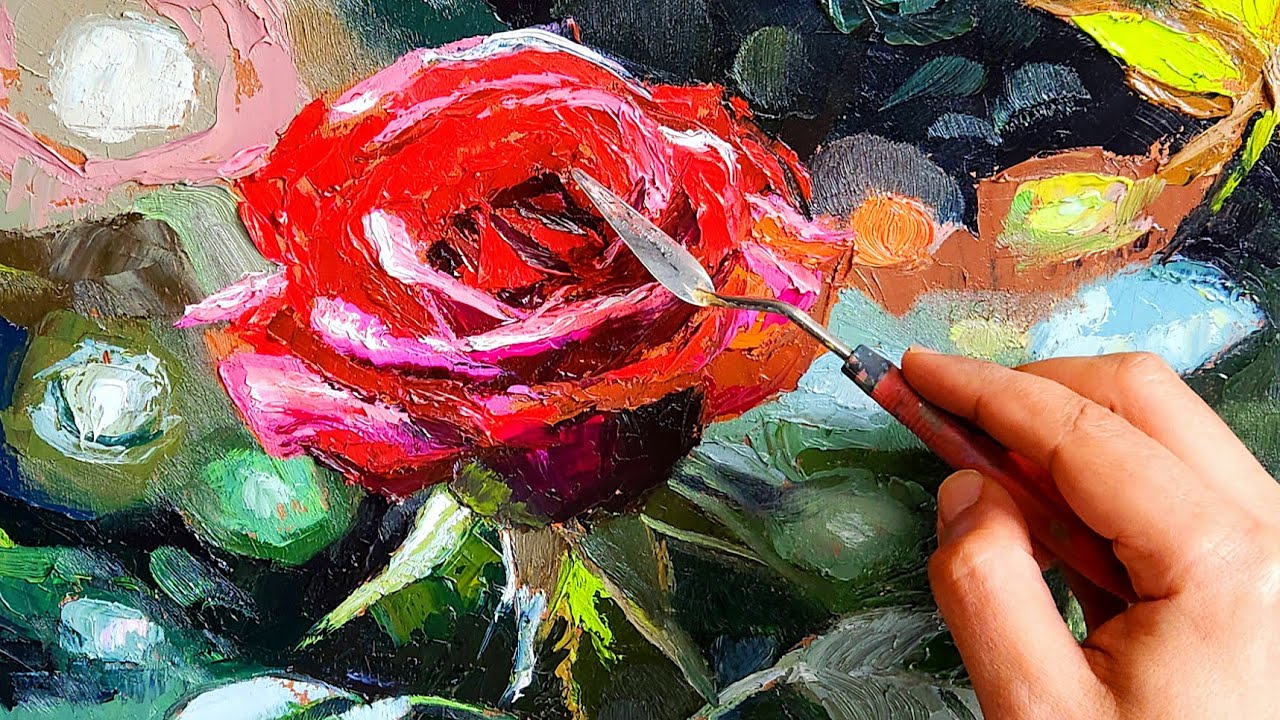 Watch This Rose Oil Painting Come to Life in Minutes!