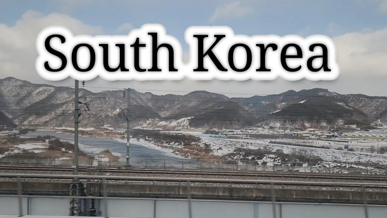 #korealandscape #snow-covered landscape from train in korea's countryside