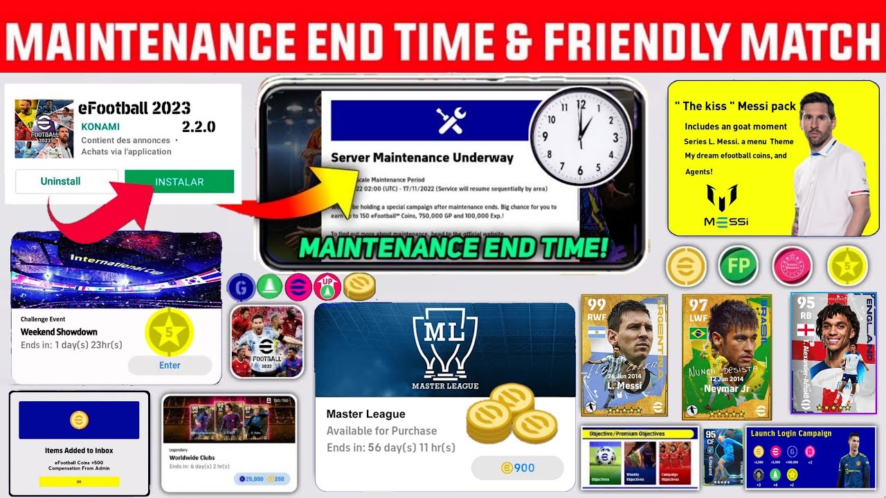 Maintenance End Time & Events In eFootball 2023 Mobile | Large Scale Maintenance End Time