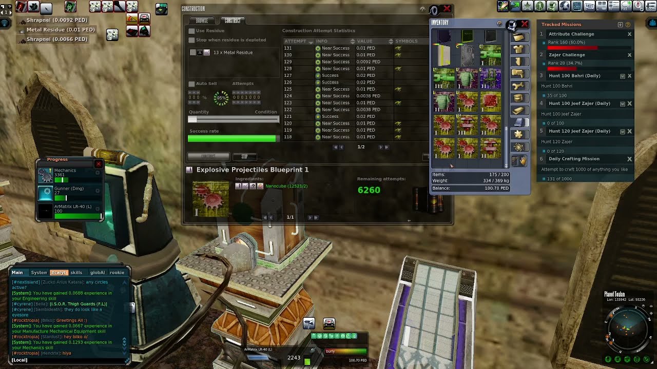 Nadira's Apprentice Toulan Daily Crafting, ENtropia Universe EP1 Building Machinery Skill