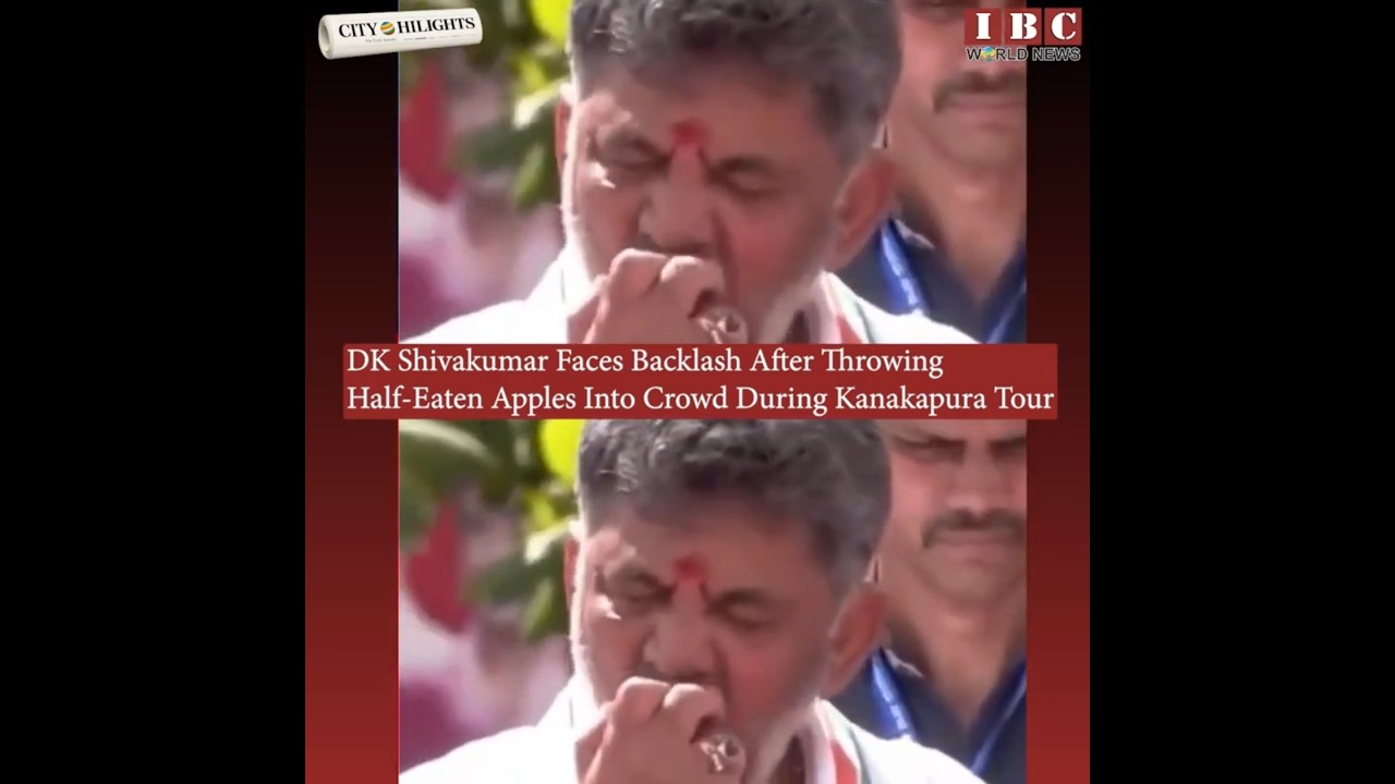 DK Shivakumar Faces Backlash After Throwing Half-Eaten Apples Into Crowd During Kanakapura Tour