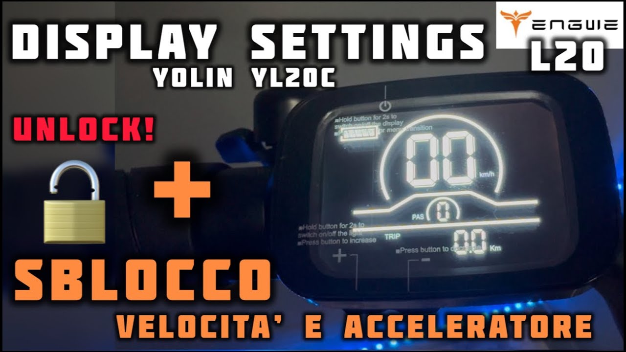 Engwe L20 e M20 Display settings - SBLOCCO VELOCITÀ e ACCELERATORE