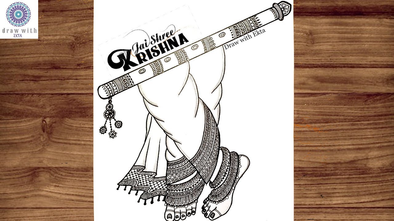 Flute Mandala | Krishna Mandala | Krishna Janmashtami Drawing | Krishna Drawing | Flute drawing