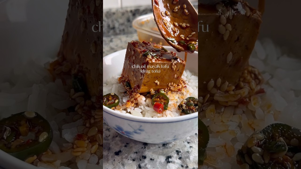 CHILI OIL MAYAK TOFU (DRUG EGGS VEGAN VERSION)🥵 #veganfood #veganrecipes #veganfoodshare