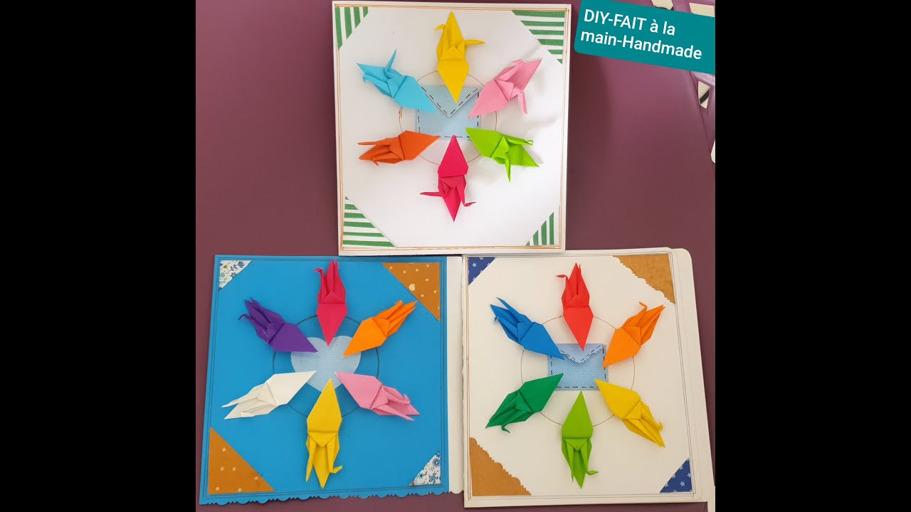 Original handmade cards with origami cranes# Cards fait &agrave; la main avec origami grues? Cartes de veux