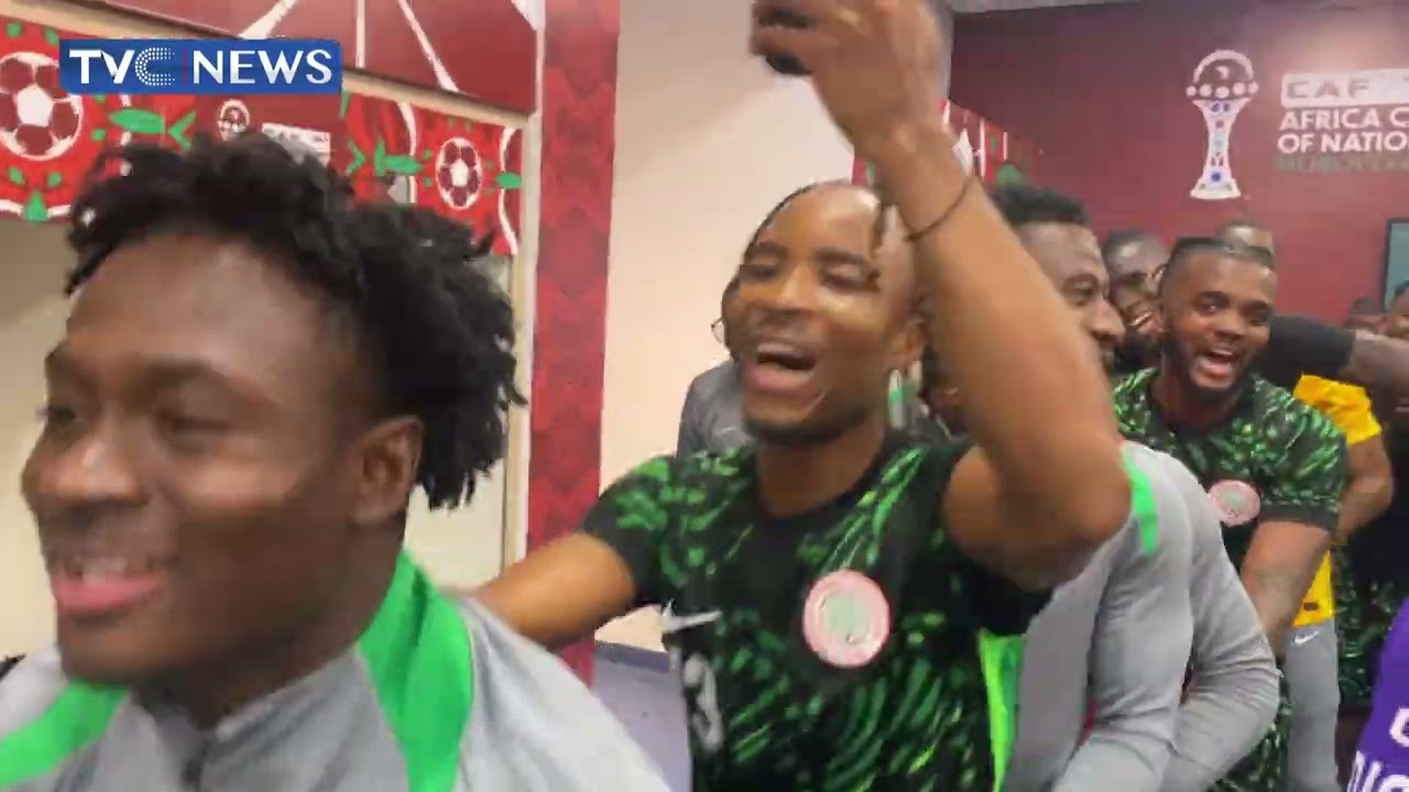 Latest: Super Eagles Celebrate AFCON Quarterfinal Victory With Coach Chelle