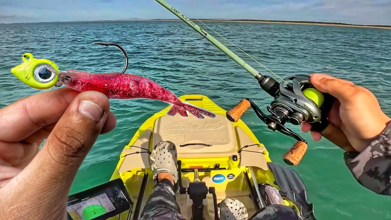 PESCA COM CAMAR&Atilde;O ARTIFICIAL NO MAR DE CAIAQUE, MAL DAVA TEMPO DA ISCA CAIR NA &Aacute;GUA!!! 
