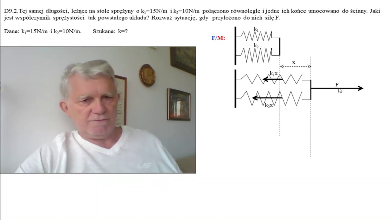D9.2 Fizykamax, ruch harmoniczny, dwie sprężyny równoległe