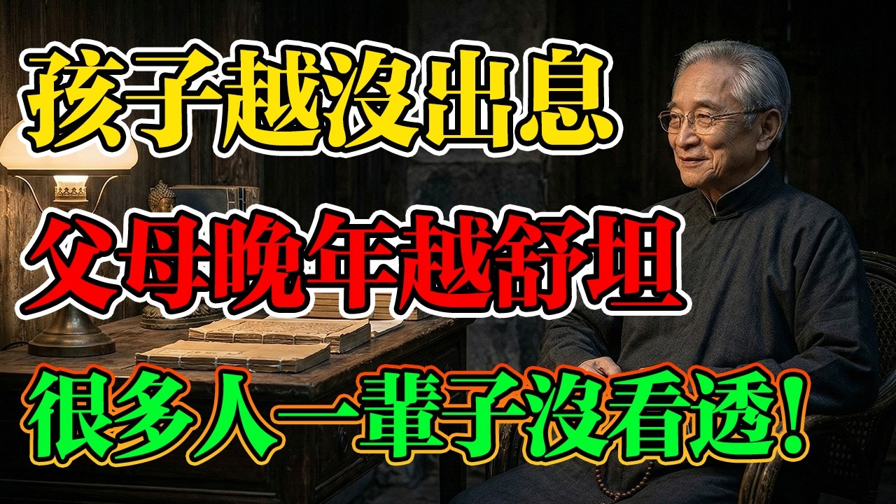 南懷瑾：孩子越沒出息，父母晚年活得越舒坦！這是來「報恩」的最高級緣分！老祖宗的天道因果，很多人一輩子沒看透！#南懷瑾 #佛法因果 #晚年福報 #易經命理 #家庭風水 #晚年生活 #晚年修行 #討債報恩