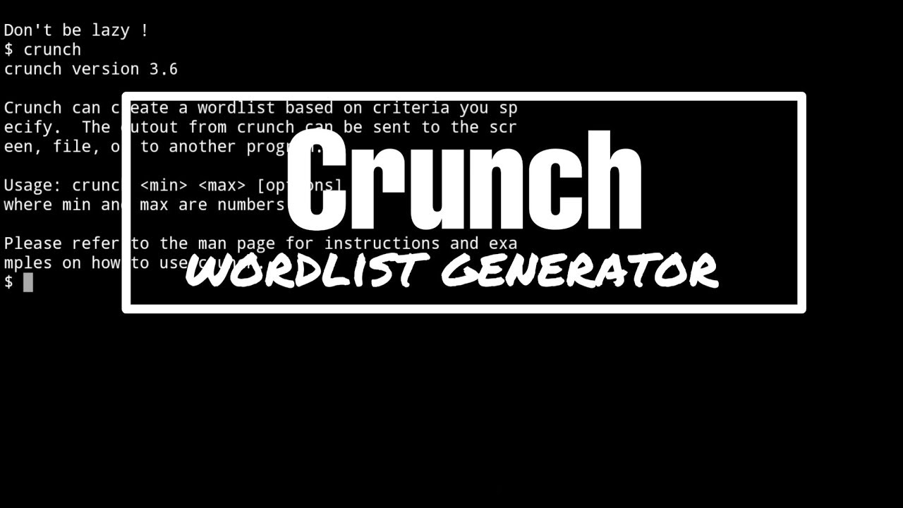 Make your own wordlists with CRUNCH | TERMUX | 2019