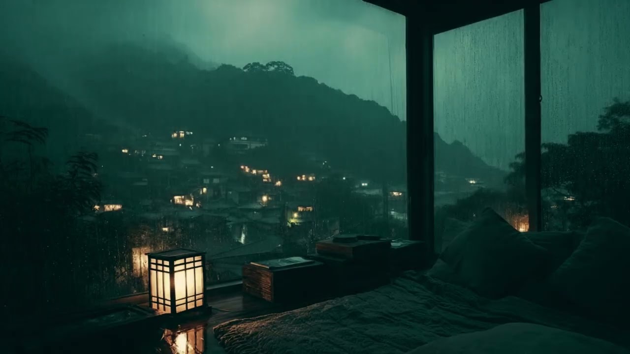 Soft Rainfall on Window | Calm Night Ambience for Sleeping