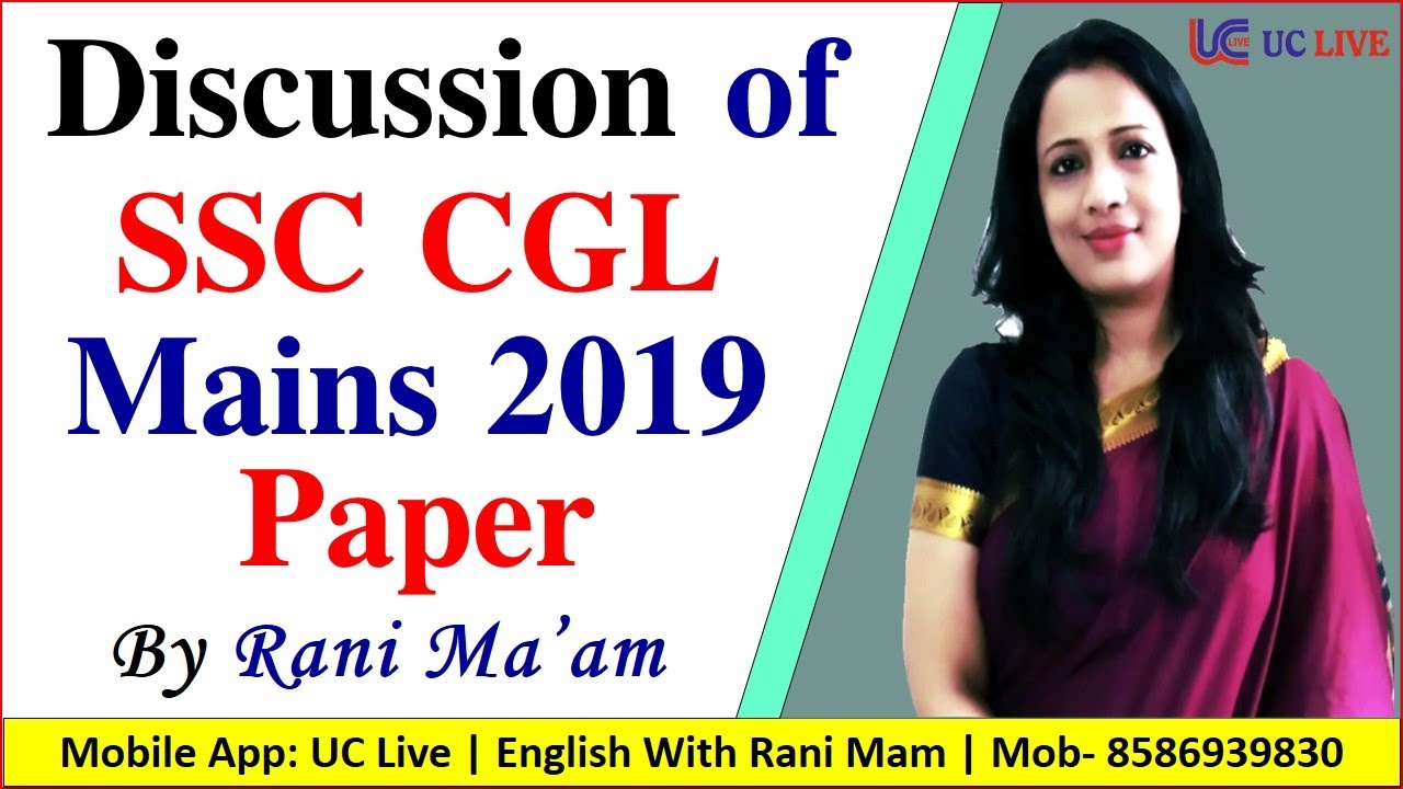 🔴Live! 👉 Discussion of SSC CGL Mains 2019 Paper | English By Rani Mam For SSC, BANK, UPSC, CPO, NDA