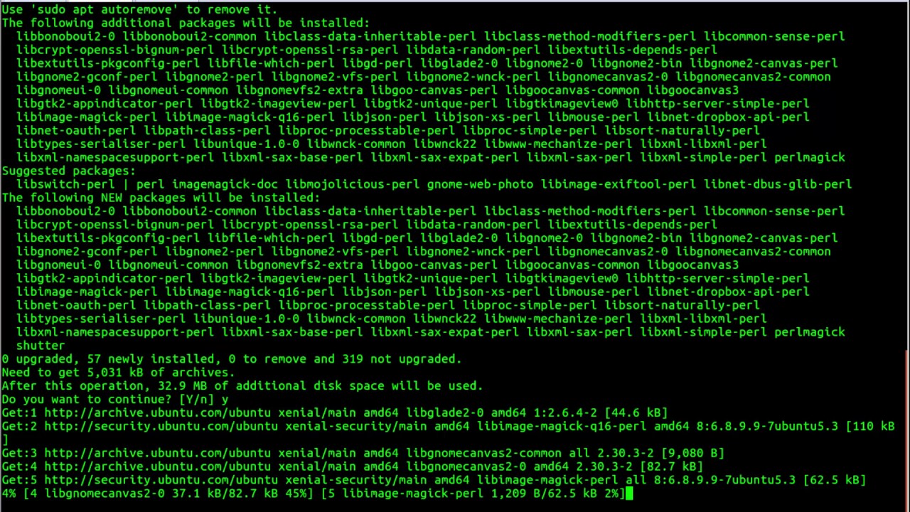 Shutter Screenshot Tool installation on ubuntu 16