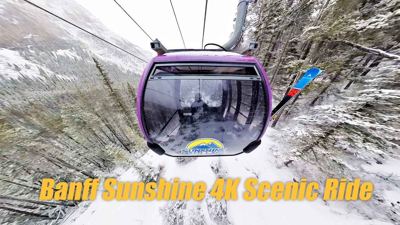 Skiing Banff Sunshine | Full Sunshine Village Gondola Ride 4K Scenic View