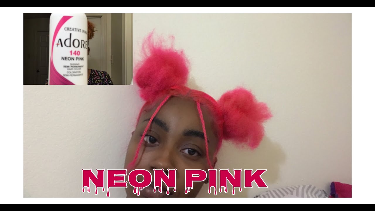 Dying my hair neon pink | bleaching & dying natural hair✨
