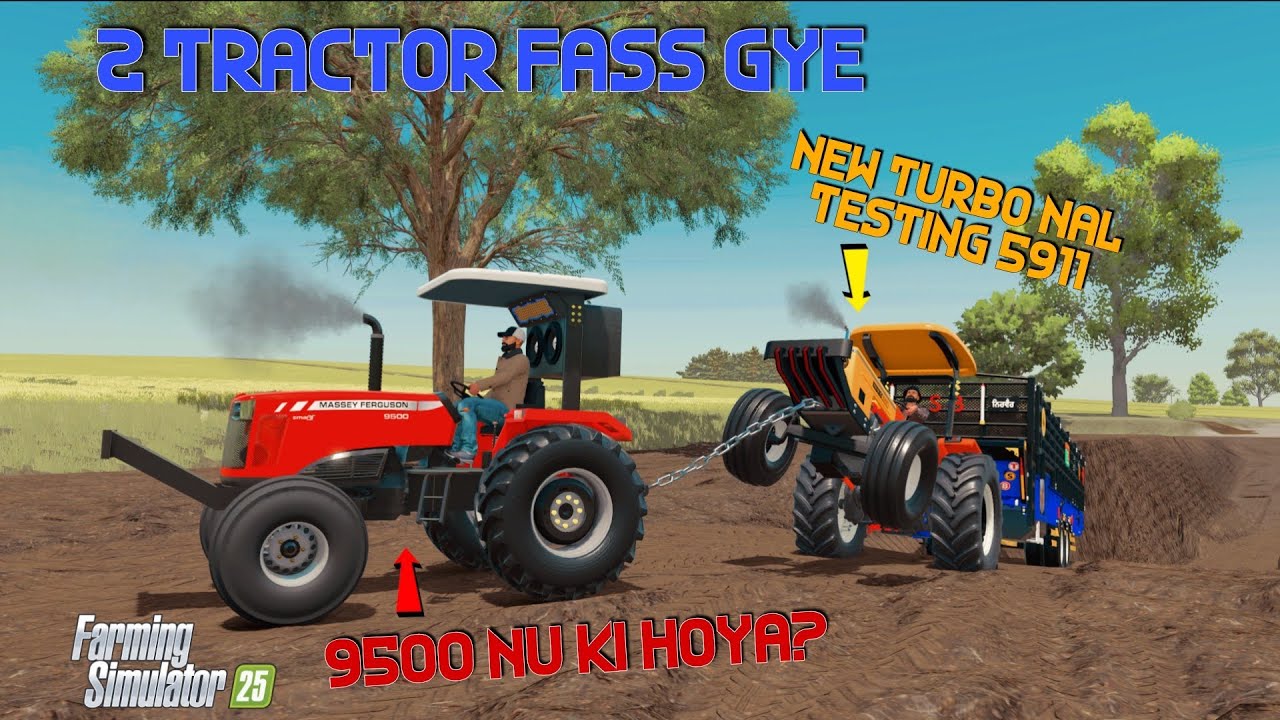 NEW TURBO NLL 5911 DI TESTING 🦬💥 MASSEY 9500 VS 5911 ☠️💀 2 TRACTOR FS FYE 🤯🫵 JOSSAN_x1 #50