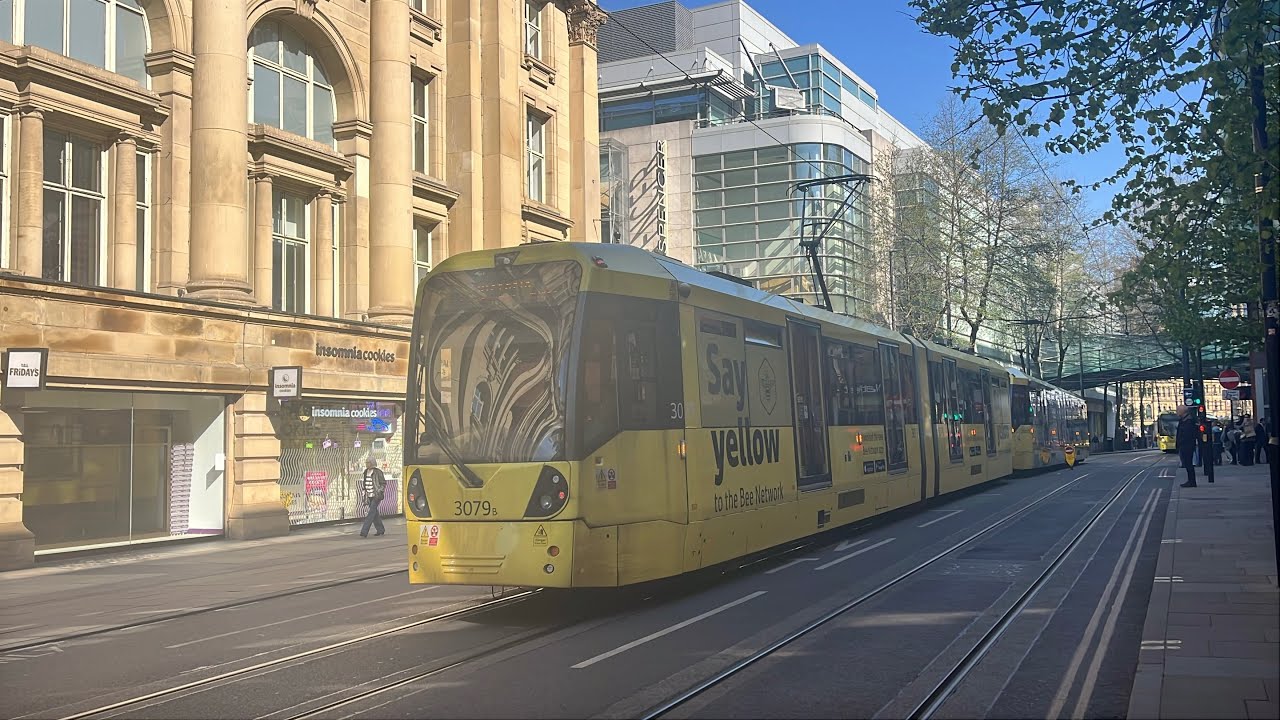 Manchester Metrolink at Exchange square including diversions 09/04/2025