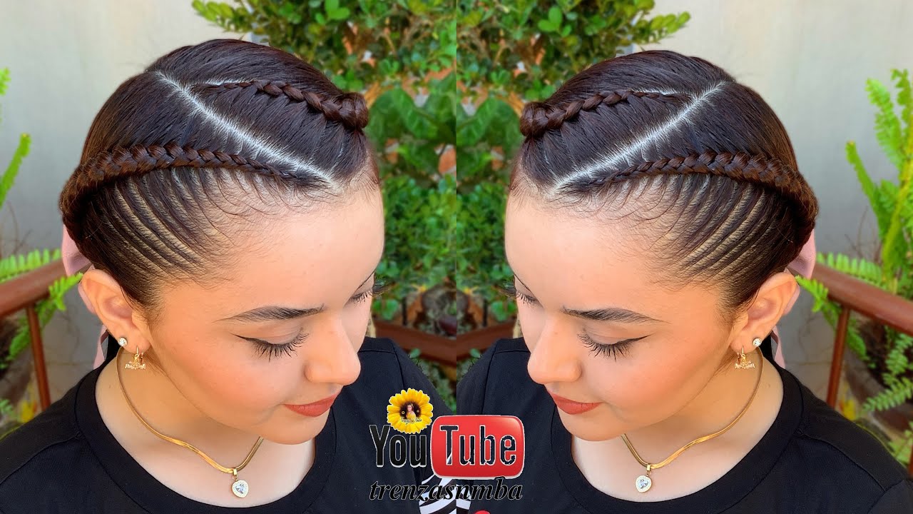 peinados faciles | coleta baja con trenzas  para niñas en cabello corto