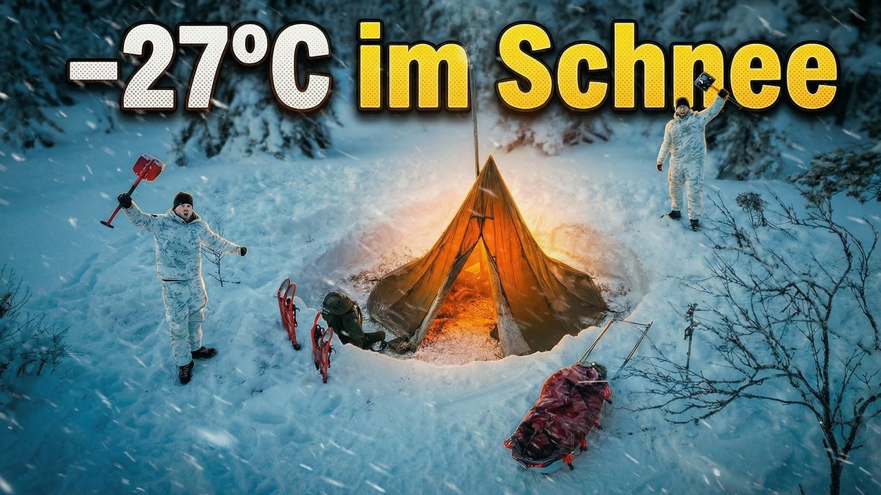 Die kälteste Nacht unseres Lebens? -27°C im Hot Tent mit ultralight Ofen | Winter Survival Norwegen