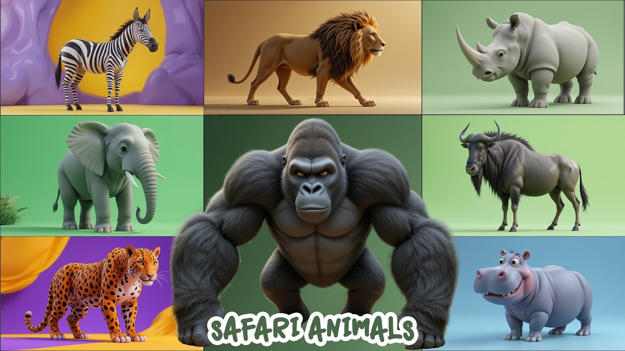 Safari Animal Sounds Song | Nursery Rhyme for Kids - Learn Animal Names and Sounds