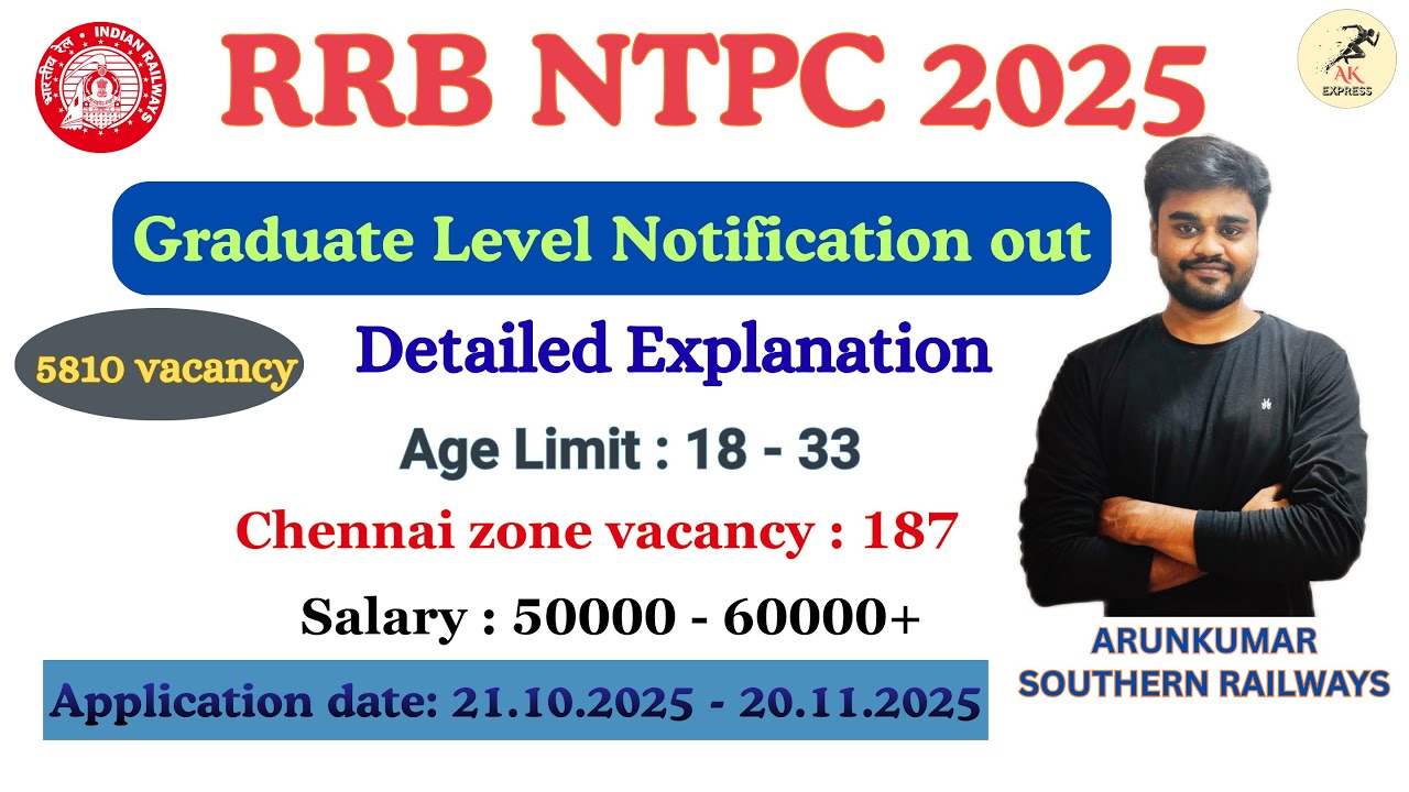 RRB NTPC 2025 | Graduation Notification out | 5810 Vacancy | Post Preference | Complete details